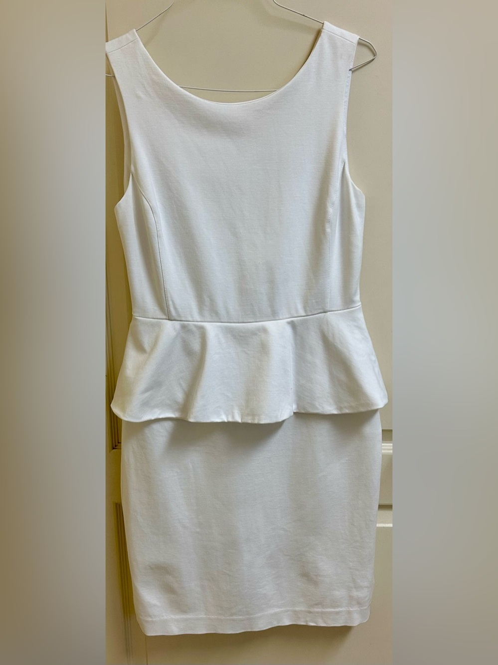 Banana Republic White Sleeveless Peplum Midi Dress Fully Lined New Size 10